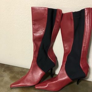 Red sleek boots from Macy’s